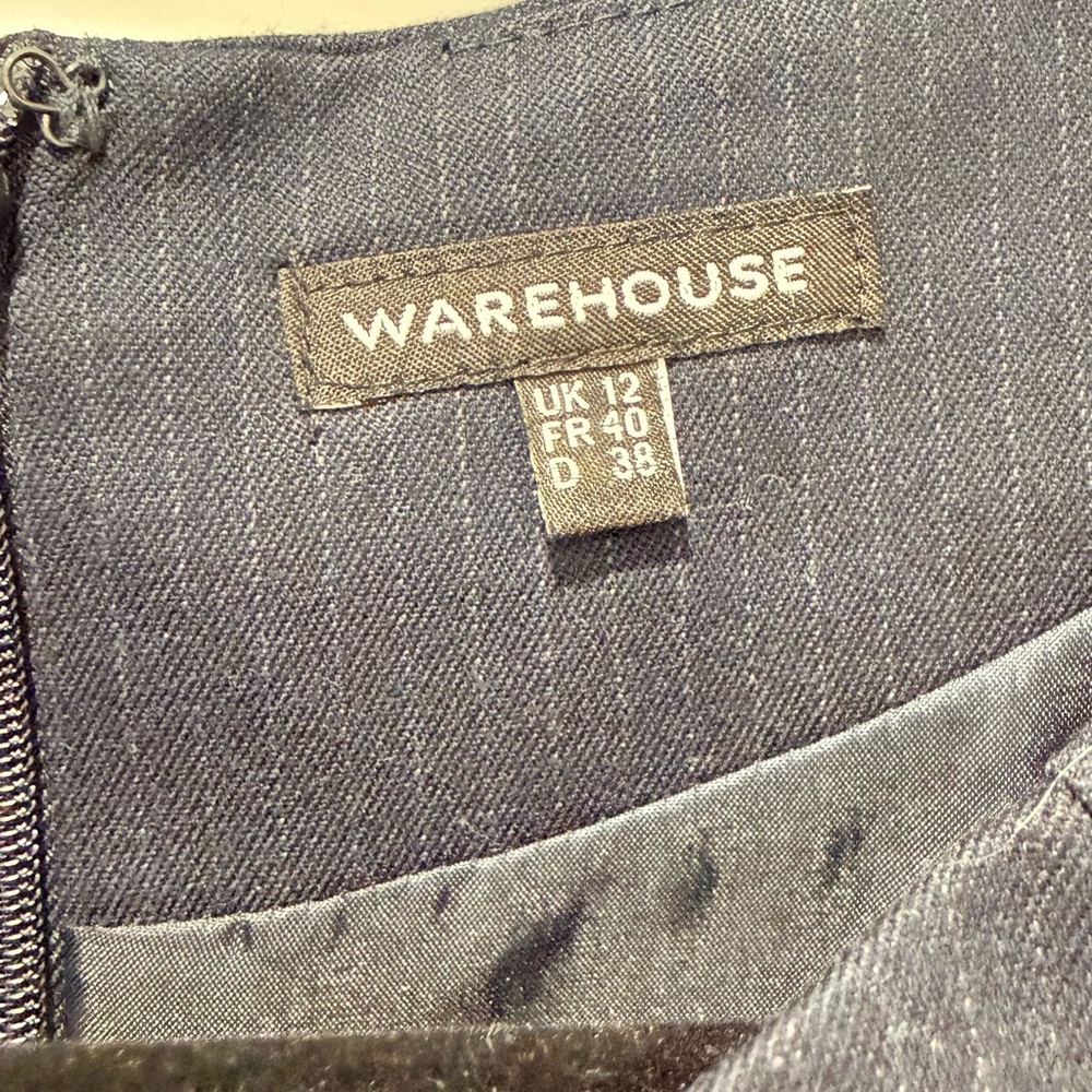 Warehouse Dark Blue Cap Sleeve Mini Dress - Picture 2 of 4